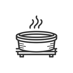 Minimalist Hot Tub Icon with Rising Steam on White Background