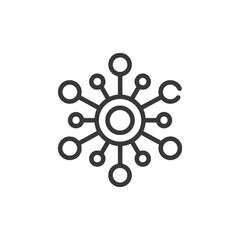 Obraz premium Network Connection Icon: Central Node with Connected Circular Elements