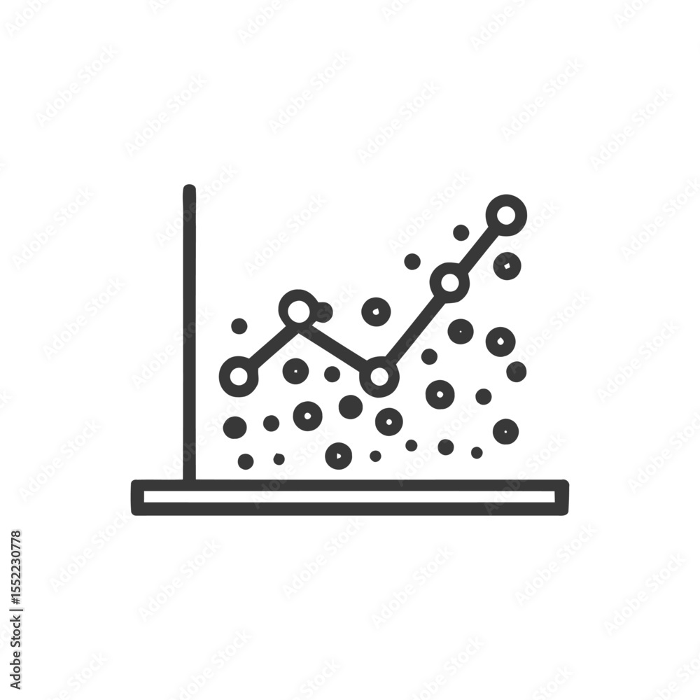 Poster ascending data: line graph with scatter points on white background