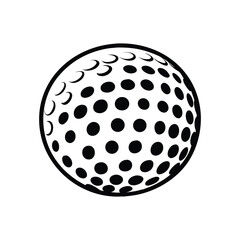 Detailed Black Vector Silhouette Icon of Golf Ball for Golfing Gear, Course Layouts, and Sports Graphic Designs