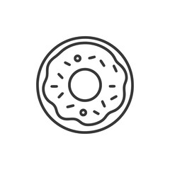 Minimalist Donut Icon with Sprinkles, Outline Style, Isolated on White