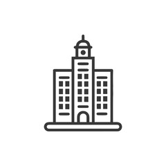 Fototapeta premium Minimalist Building Icon: Architectural Outline with Central Tower and Symmetrical Facades