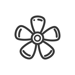 Obraz premium Simple Five-Petal Flower Icon, Bold Outline on White Background