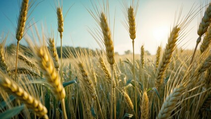 Fototapeta premium Barley and Sunlight with empty copy space for text