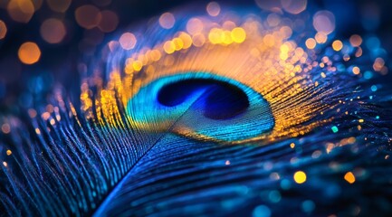 Naklejka premium peacock feather closeup