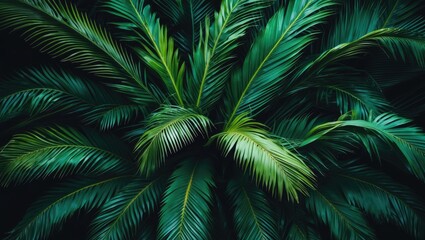 Green Palm Leaf Pattern Texture Abstract Background with Empty Copy Space for Text and Graphic Design Concept