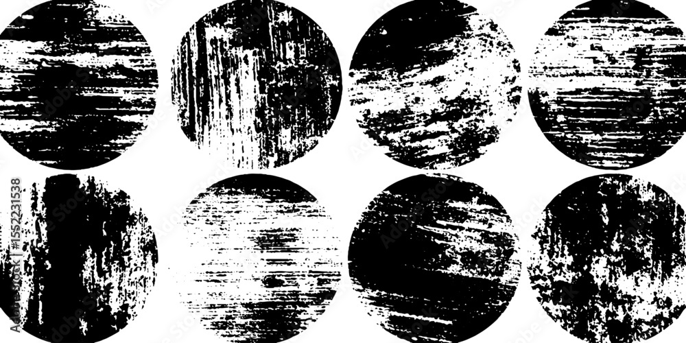 Poster seamless distressed round stickers with folding marks for grunge effects and design