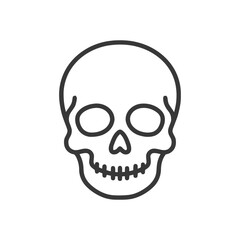 Minimalist Skull Icon: Bold Outline on White Background, Halloween Symbol