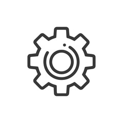 Obraz premium Minimalist Gear Icon with Circular Center and Dot Detail on White Background