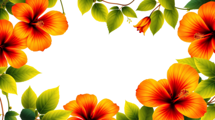 Photo of coloful flowers border isolated on transparent background