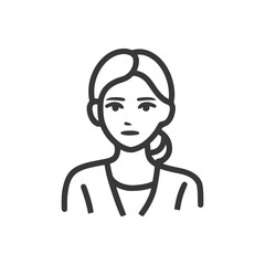 Obraz premium Minimalist Line Art Portrait of a Young Woman with Ponytail