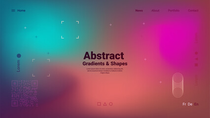 Colorful gradients blend seamlessly in a modern digital design featuring a variety of shapes, showcasing a contemporary artistic style. The layout is visually engaging and striking.