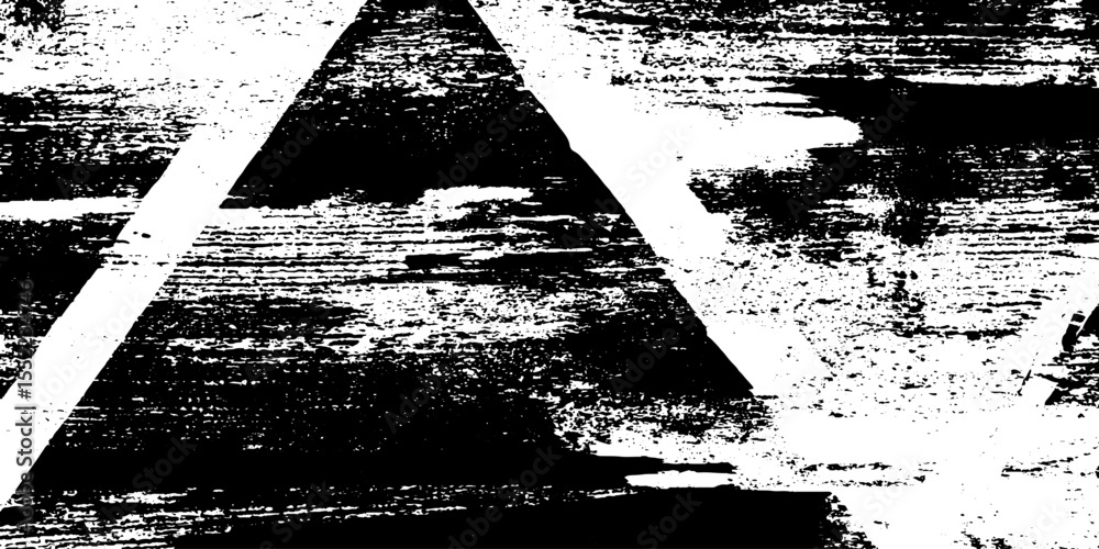 Poster seamless grunge warning triangle with grainy lines for grunge design and industrial overlay