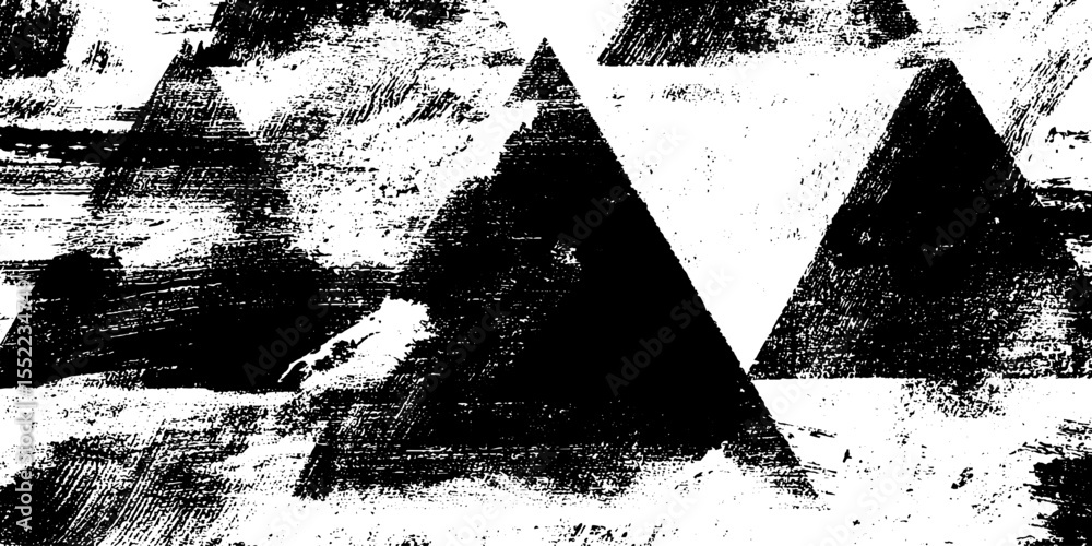 Aufkleber Seamless warning triangle pattern with grainy distress texture for design