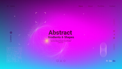 Colorful gradients blend into a harmonious background with soft shapes and lines. The design incorporates a modern user interface layout with textual elements and interactive features.