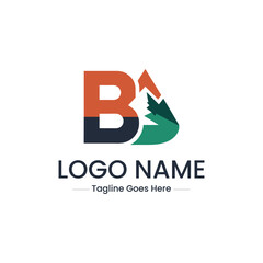 Vector art of mountain letter b logo design isolated on white background