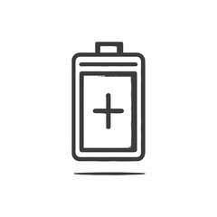 Fototapeta premium Hand-Drawn Battery Icon with Plus Sign, Energy Concept, Isolated