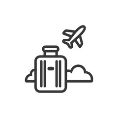 Travel Icon: Suitcase, Airplane, and Cloud in Minimalist Design