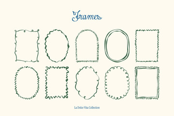 Minimalist hand drawn vector frames collection