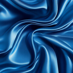 Elegant smooth and luxurious blue satin fabric with gentle draped waves for backgrounds