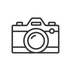 Minimalist Camera Icon: Bold Outline, Photography Symbolism, Clean Design