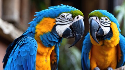Obraz premium A blue and yellow macaw