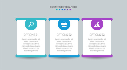 Horizontal progress bar featuring 3 arrow-shaped elements, symbolizing three six stages of business strategy and progression. Clean timeline infographic design template. Vector for presentation