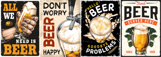 Craft beer signs highlighting joy and relaxation