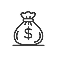 Money Bag Icon: Simple, Bold, Financial Symbolism on White Background