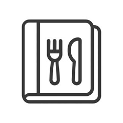 Recipe Book Icon with Fork and Knife, Minimalist Design