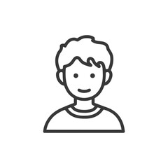 Minimalist Boy Icon: Smiling Face, Simple Outline, Clean Design