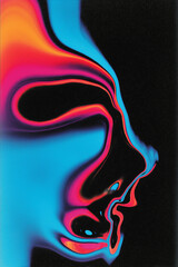 Abstract Profile Portrait in Neon Colors.