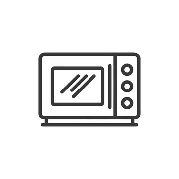 Modern Microwave Oven Icon with Three Control Buttons, Outline Style