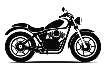 Fototapeta premium Silhouette of a Black and White Classic Motorcycle, Side View, Detailed Design