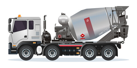 Concrete mixer heavy truck for construction service 3D vector illustration