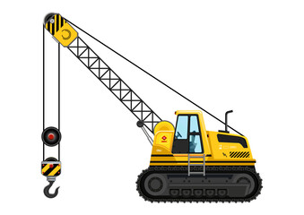 Crane vehicle hook heavy construction service vehicle vector illustration