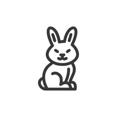 Obraz premium Minimalist Angry Rabbit Icon: Bold Outline, White Background, Vector Illustration
