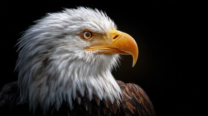 Fototapeta premium Bald Eagle Close-Up On Black Background