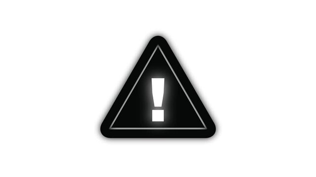 Triangle warning sign exclamation mark animated danger warning sign animated footage template, warning sign logo icon animated footage element ,White BG