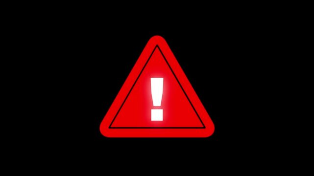 Triangle warning sign exclamation mark animated danger warning sign animated footage template, warning sign logo icon animated footage element ,Black BG