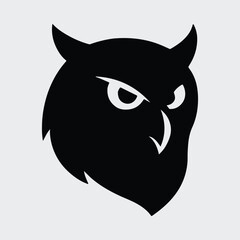 Silhouette owl head strong modern design logo Vector illustration