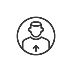 Fototapeta premium User Profile Upload Icon: Simple Outline of Person with Arrow