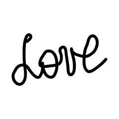 Handwritten love lettering in elegant black doodle line style, romantic script for wedding invitations, greeting cards, Valentine’s decor, modern minimalist SVG design on transparent background