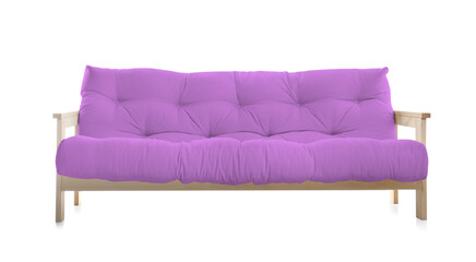 Violet sofa isolated on white. Furniture for living room interior