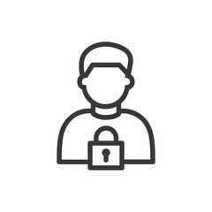 User Security Icon: Person with Padlock, Data Protection Concept