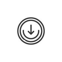 Download Icon: Circular Arrow Pointing Downward with Concentric Rings, Minimalist Design