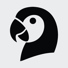 Silhouette parrot head minimal black and white logo design Vector illustration