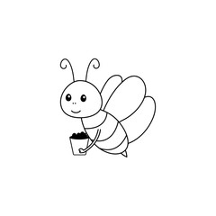 Cute little bee. Cartoon flat style. Vector illustration