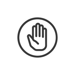 Obraz premium Bold Stop Hand Icon: Simple, Circular, Black and White Design