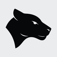 Silhouette panther head profile stylish clean logo Vector illustration